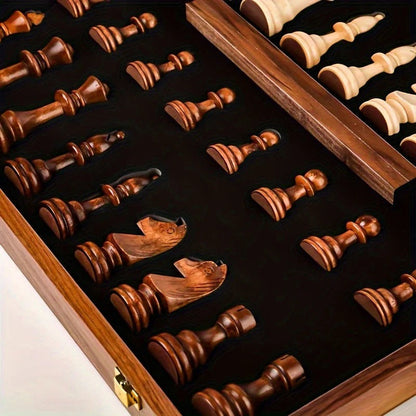 Wooden Chess Set with 34 Pieces and Marked Board, 15.7 Inch