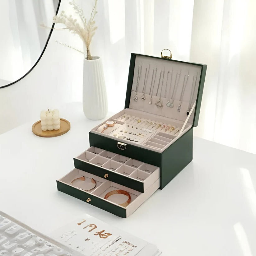 Multilayer Jewelry Storage Organizer with Display Case Design
