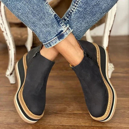 Side Zipper Ankle Boots with Grip Sole for Winter Wear