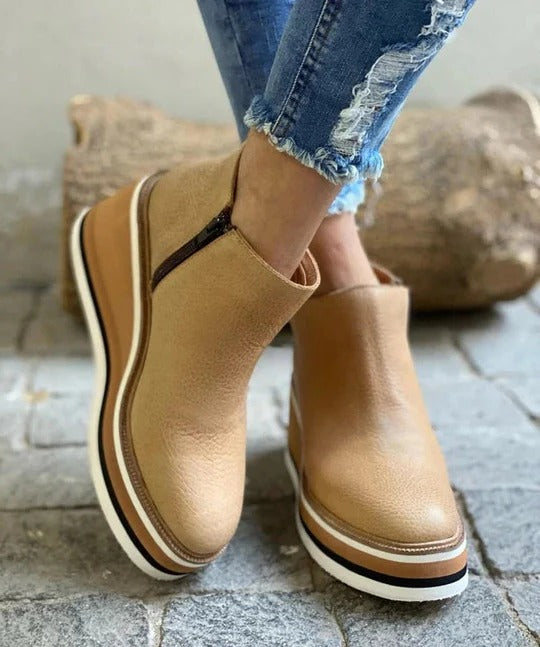Side Zipper Ankle Boots with Grip Sole for Winter Wear