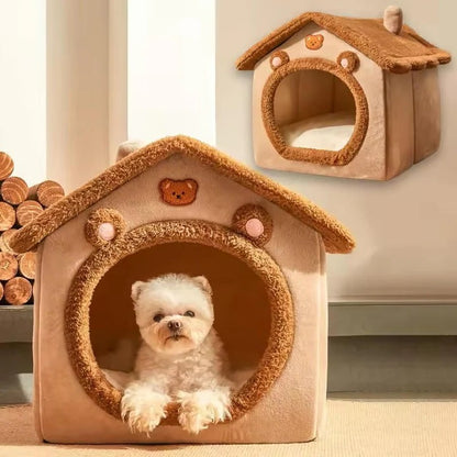 Indoor Cat House with Plush Cushion