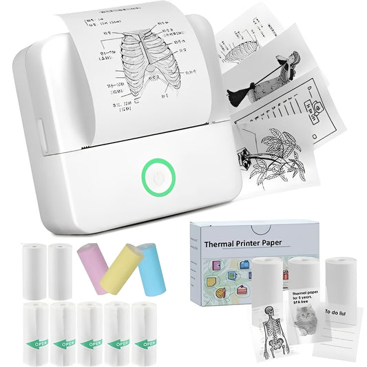 Portable Inkless Thermal Sticker Printer, Bluetooth Photo and Memo Printer