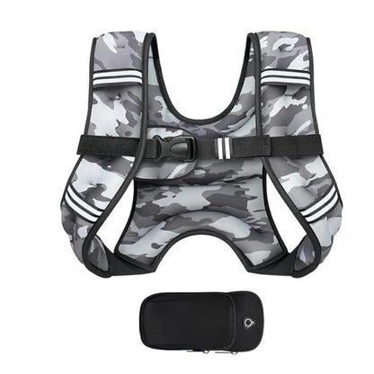 Adjustable Multi Pocket Weight Training Vest with Detachable Storage Pouch for Outdoor Fitness