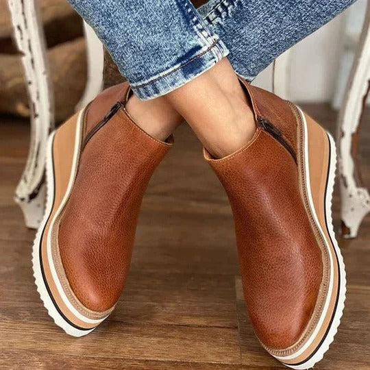 Side Zipper Ankle Boots with Grip Sole for Winter Wear