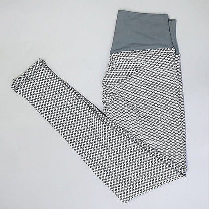 High Waist Gym Leggings with Honeycomb Textured Fabric Design
