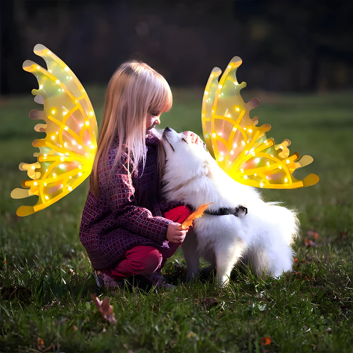 Light Up Butterfly Fairy Wings Costume for Kids and Adults with Flapping Motion and Adjustable Straps