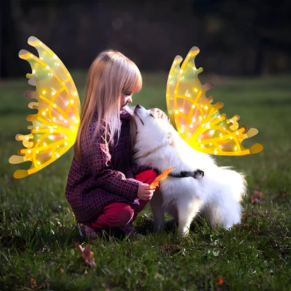 Light Up Butterfly Fairy Wings Costume for Kids and Adults with Flapping Motion and Adjustable Straps