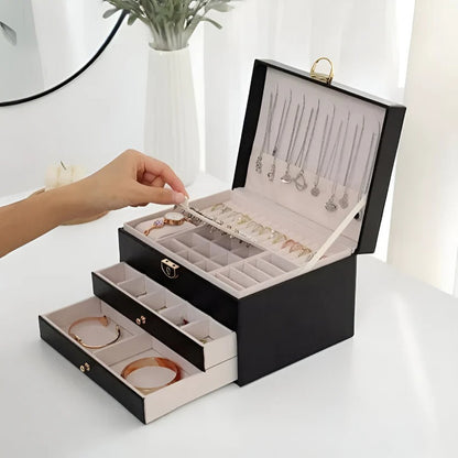 Multilayer Jewelry Storage Organizer with Display Case Design