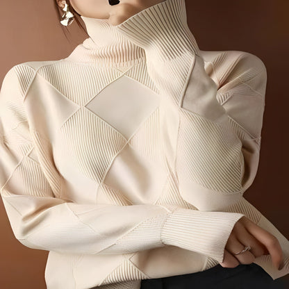 Oversized Cashmere Sweater with 3D Diamond Knit Pattern for Women
