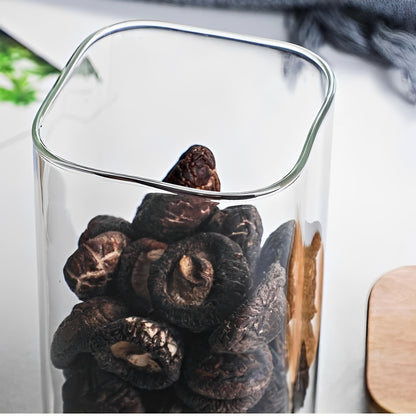 Bamboo Lid Glass Jar for Kitchen Storage, Minimalist Style