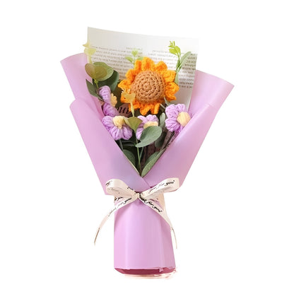 Knitted Floral Arrangement with Sunflowers and Daisies for Anniversaries and Celebrations