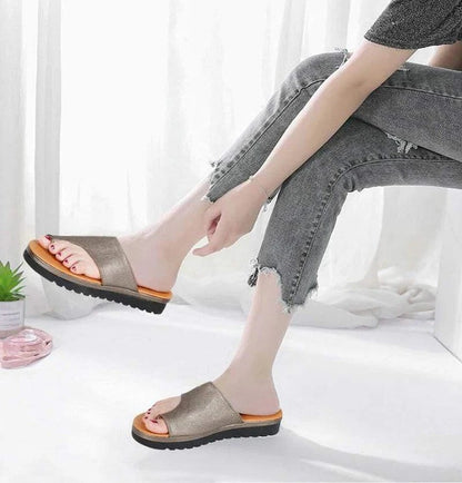 Suede Toe Loop Flat Sandals with Thick Platform Sole