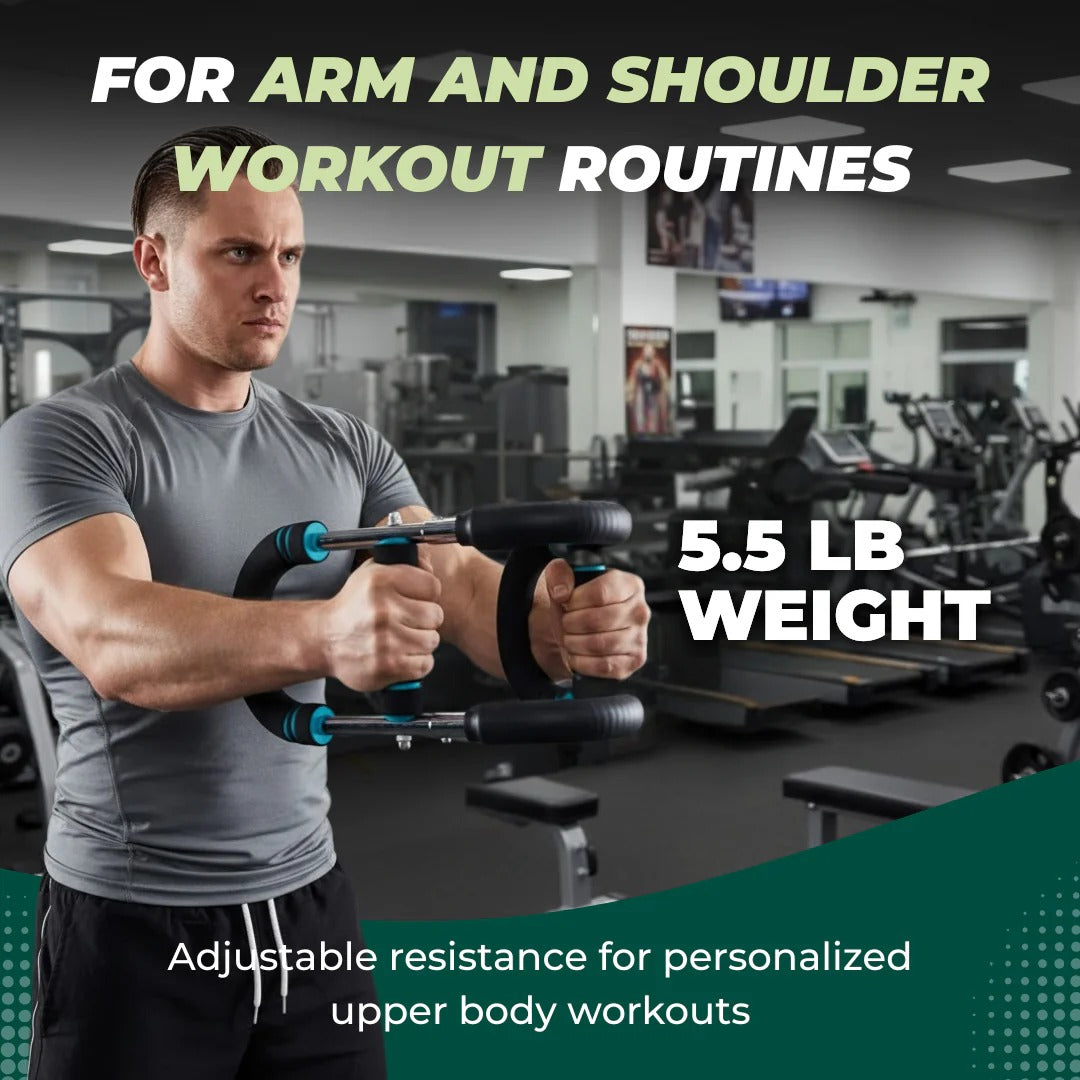 Adjustable Spring Resistance Arm Trainer with Tension Bars for Upper Body Exercise