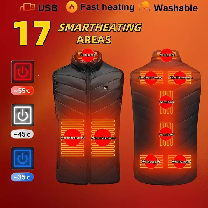 USB Powered Heated Vest with Targeted Heat Zones