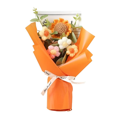 Knitted Floral Arrangement with Sunflowers and Daisies for Anniversaries and Celebrations