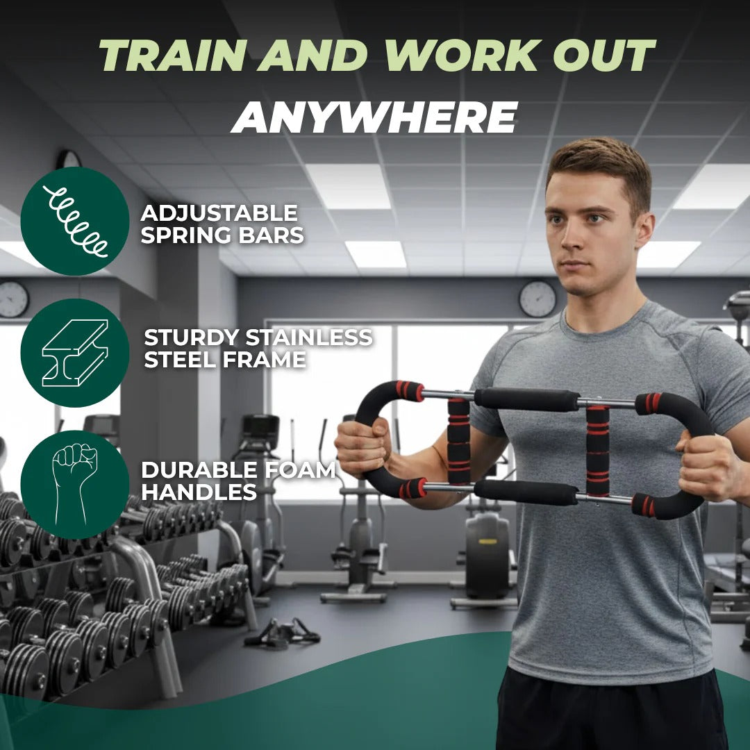 Adjustable Spring Resistance Arm Trainer with Tension Bars for Upper Body Exercise