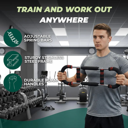 Adjustable Spring Resistance Arm Trainer with Tension Bars for Upper Body Exercise