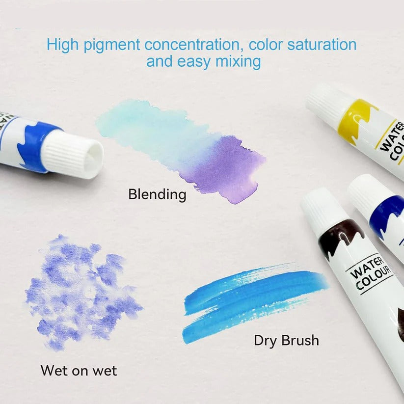 Mini Pocket Watercolor Palette Set with Paint Brush and Watercolor Book for Travel
