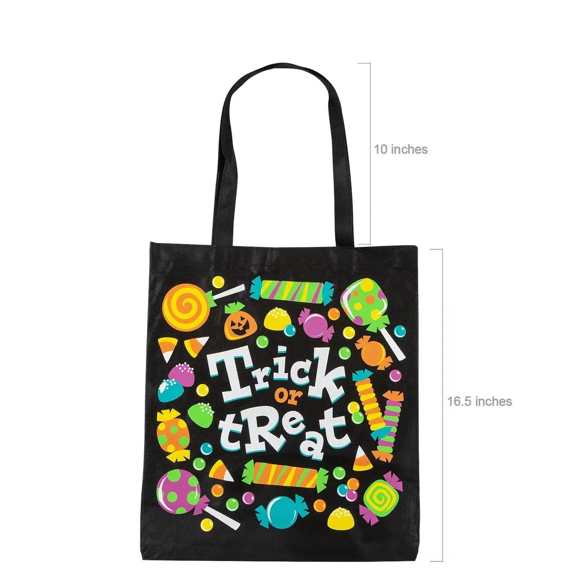 Reusable Halloween Tote Bags Set of 12 in Four Neon Colors with Candy and Ghost Graphics