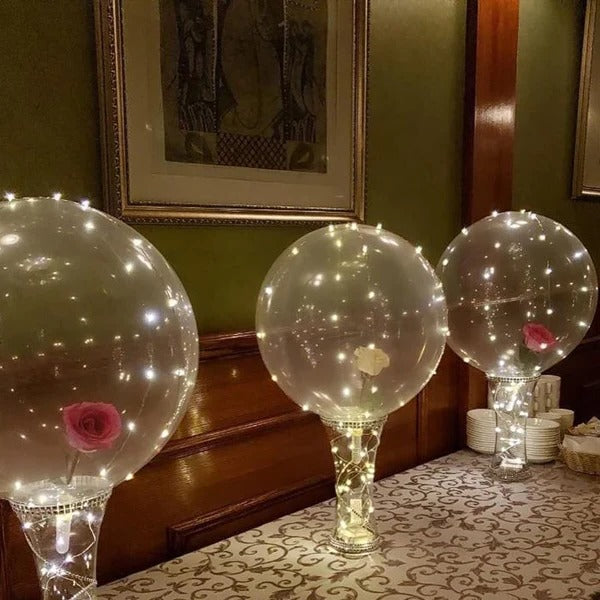 Reusable LED Balloons with Color Changing Light, Natural Latex and a Reusable Holder in Four Colors