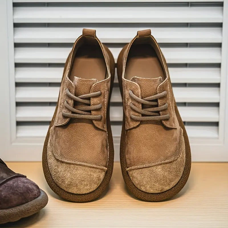Men's Orthopedic Leather Shoes with Cushioned Insole and Shock-Absorbing Sole, Handcrafted