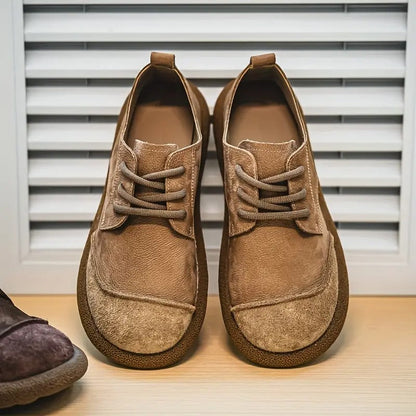 Men's Orthopedic Leather Shoes with Cushioned Insole and Shock-Absorbing Sole, Handcrafted