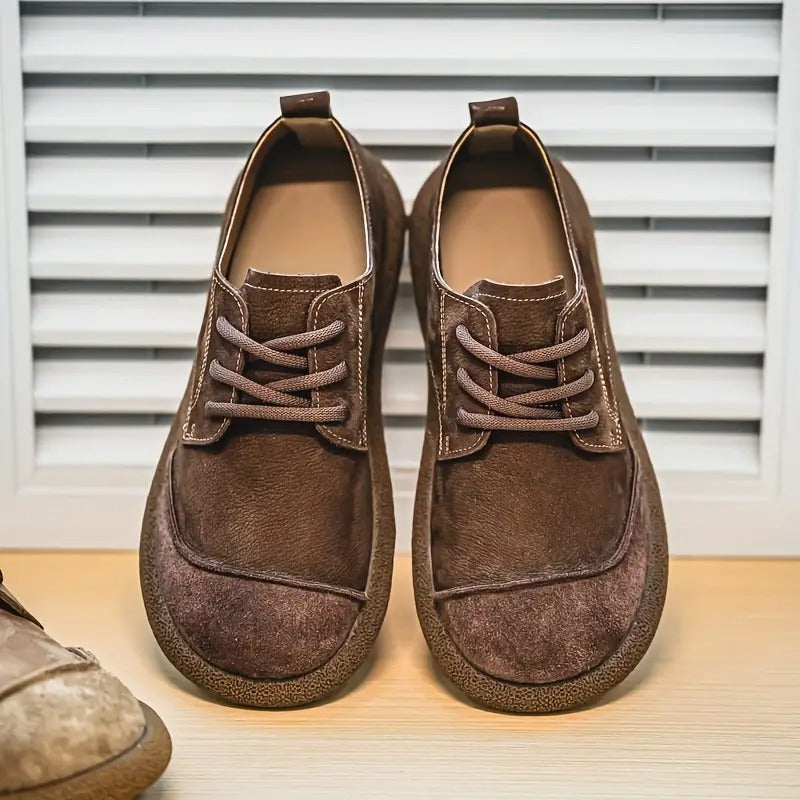 Men's Orthopedic Leather Shoes with Cushioned Insole and Shock-Absorbing Sole, Handcrafted