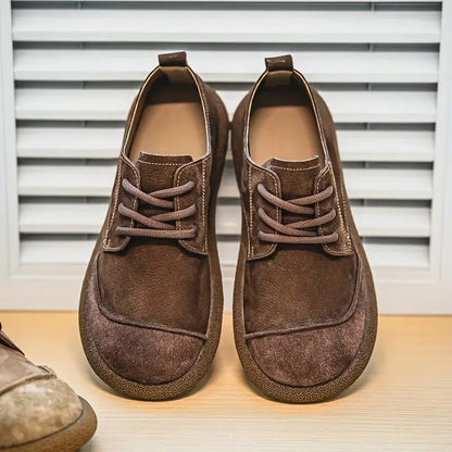 Men's Orthopedic Leather Shoes with Cushioned Insole and Shock-Absorbing Sole, Handcrafted