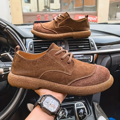 Men's Orthopedic Leather Shoes with Cushioned Insole and Shock-Absorbing Sole, Handcrafted