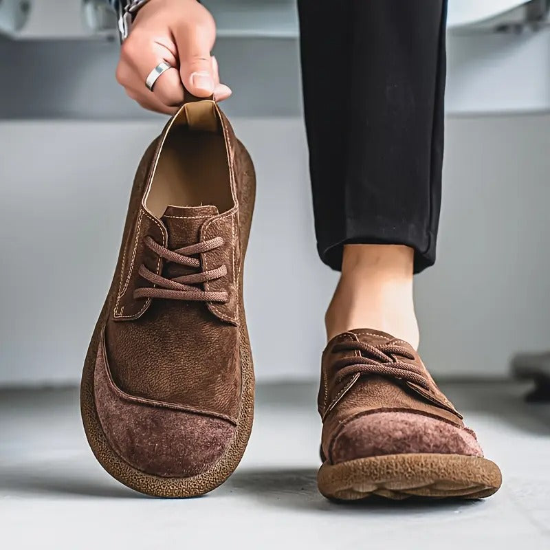 Men's Orthopedic Leather Shoes with Cushioned Insole and Shock-Absorbing Sole, Handcrafted