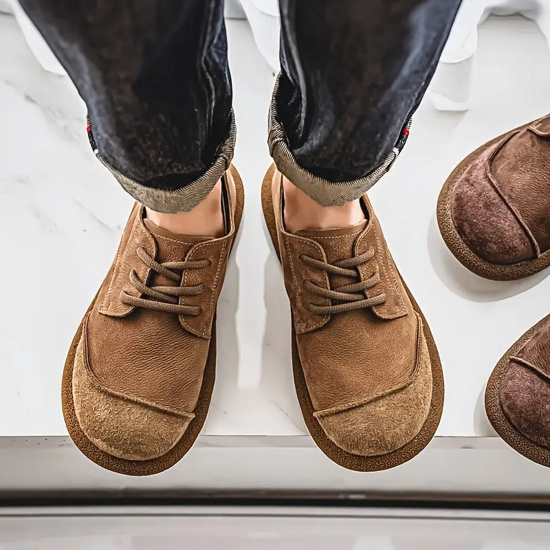 Men's Orthopedic Leather Shoes with Cushioned Insole and Shock-Absorbing Sole, Handcrafted