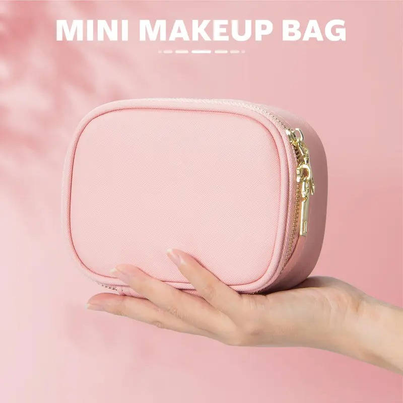 Travel Makeup Bag, Cosmetic Train Case, Adjustable LED Mirror, Portable Organizer