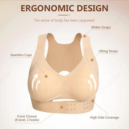 Women's Postural Correction Wireless Sports Bra, Full Coverage Breathable Yoga Bra with Non Removable Cups