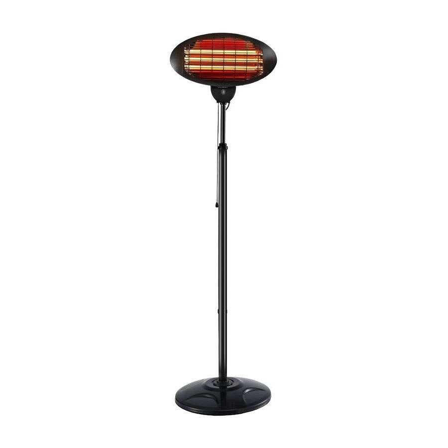 2000W Black Outdoor Patio Heater, Electric Freestanding Heater, 3 Heat Settings, Adjustable Height 1.3x2.0M