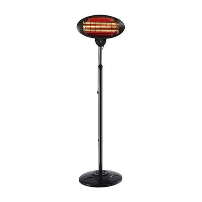2000W Black Outdoor Patio Heater, Electric Freestanding Heater, 3 Heat Settings, Adjustable Height 1.3x2.0M