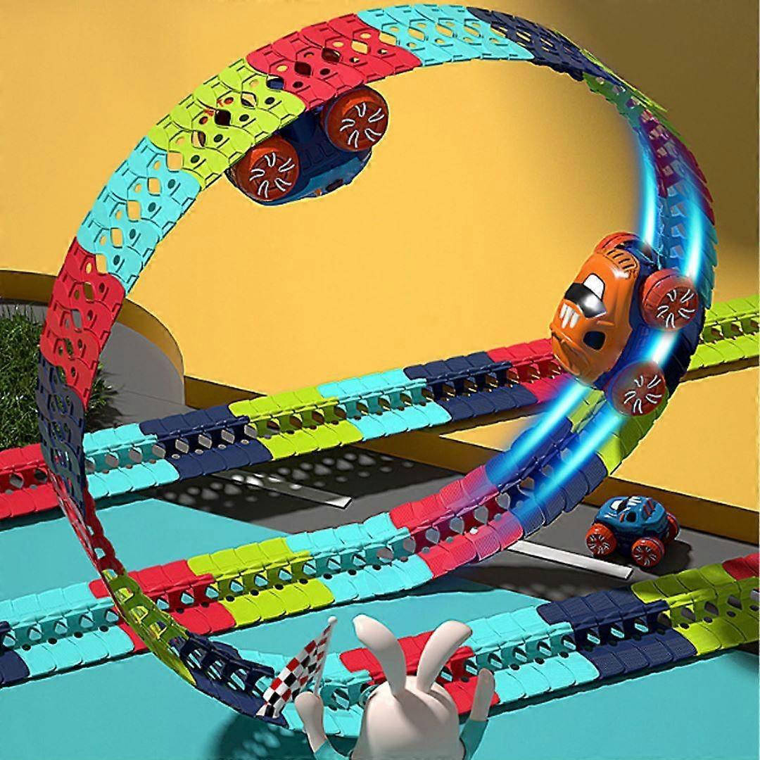 Flexible Glow Race Track Set with LED Lights and Swappable Car Bodies