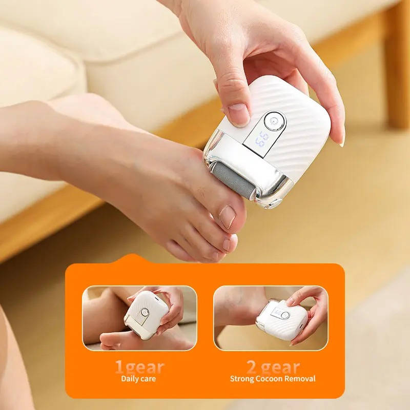 Professional Electric Foot Scrubber & Callus Remover, USB Rechargeable Foot File with 3 Grinding Heads, LED Light & Dual Speed