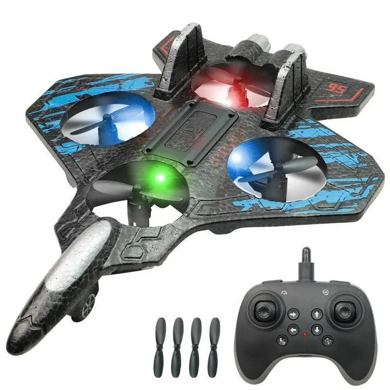 RC Jet Plane Toy, High Speed Stunt Airplane with Remote Control, 360° Flips & LED Lights, Durable Foam Flyer for Kids