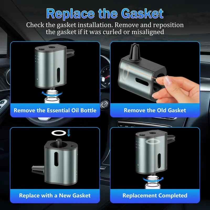 Smart Car Air Freshener Diffuser Waterless, Adjustable Scent Levels, Portable, Natural Perfume, 3 X 0.33 oz