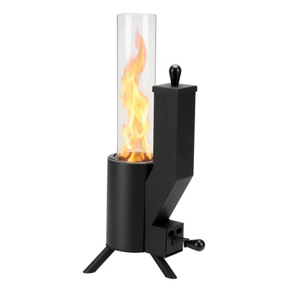 Tabletop Wood Pellet Heater, Glass Tube Portable Patio Heater, Modern Outdoor Heating for Tabletops