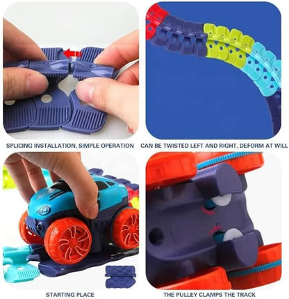 Flexible Glow Race Track Set with LED Lights and Swappable Car Bodies
