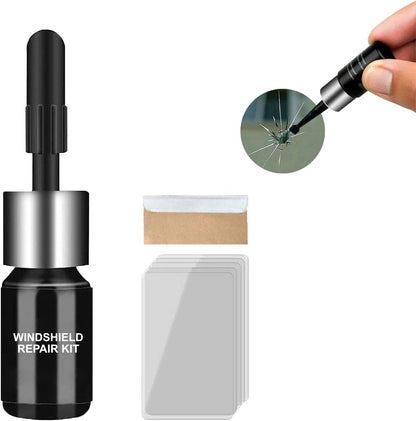Glass Crack Repair Kit with Adhesive Formula and Curing Strip for 12in Damage