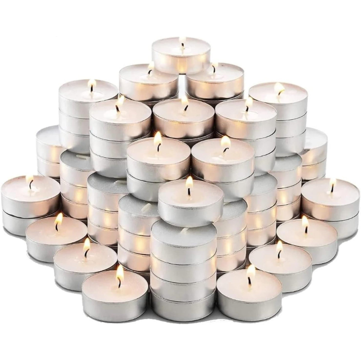 100 Pack Unscented Tealight Candles, White Smokeless, 6 to 7 Hour Long Burn for Weddings, Parties & Home