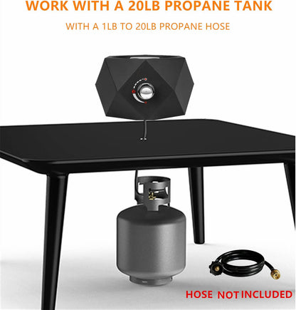 14 Inch Gas Fire Pit, Modern Bottom Mounted Table Fire Pit with Umbrella Hole