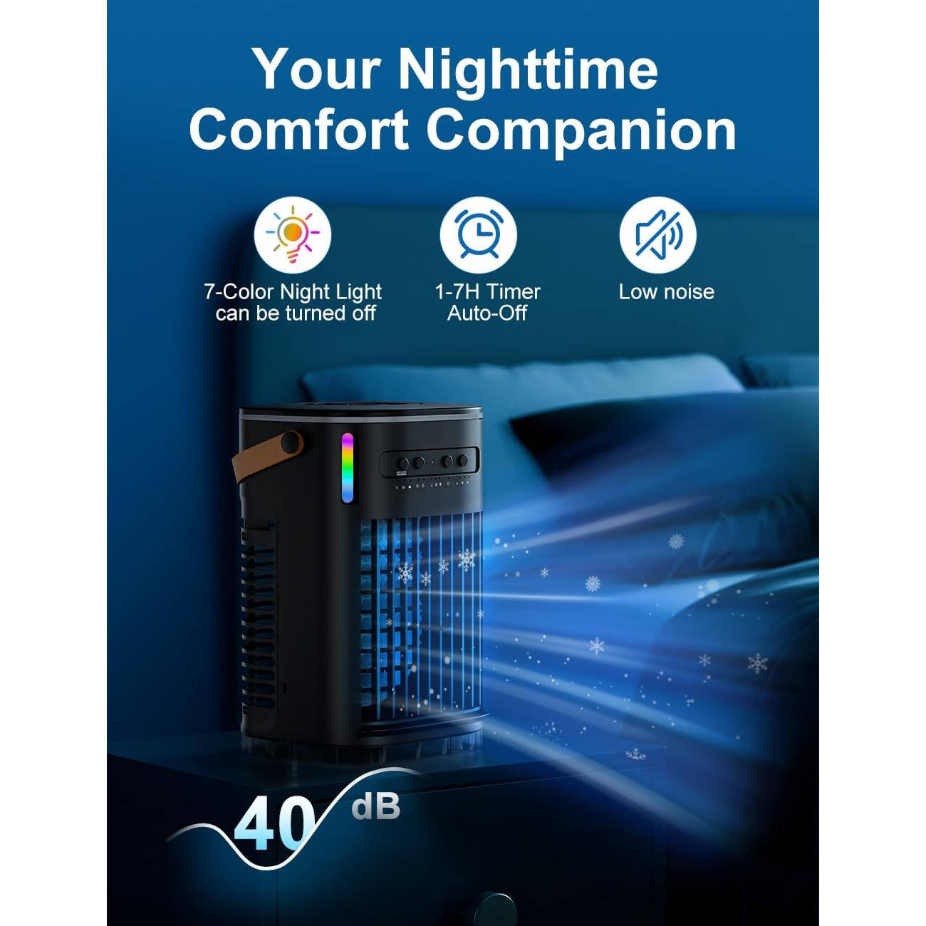 Air Conditioner Portable Ac Unit, Evaporative Air Cooler with 1.2L Water Tank, Personal Air Cooler with Remote