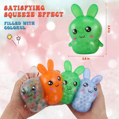 Easter Basket Stuffers, 4 Pack Squishy Easter Bunny Stress Balls for Adults, Easter Gifs