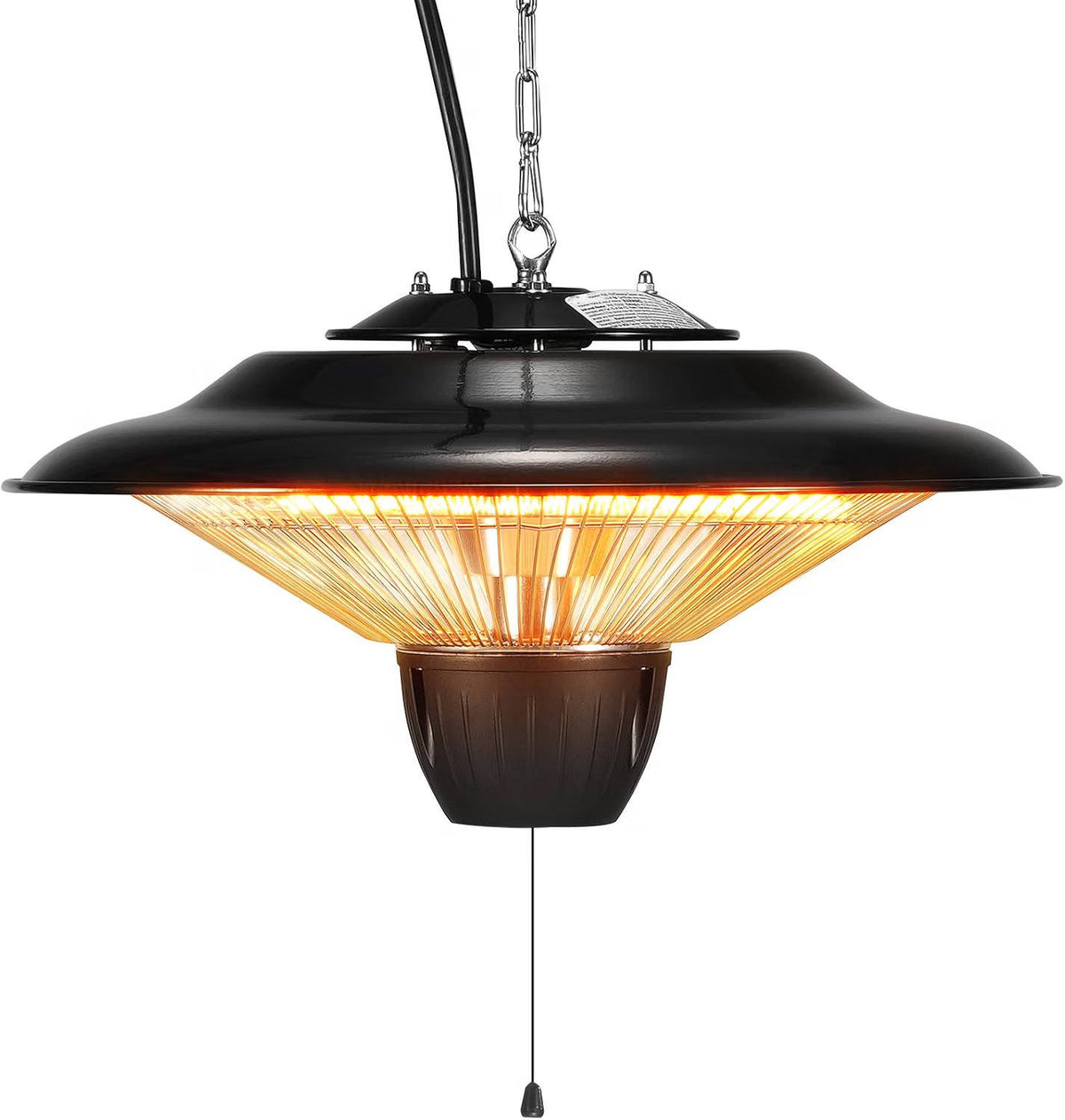 Hanging Patio Heater, 1500W Electric Infrared Heater, IP34 Protection, Adjustable Chain & Pull Cord for Indoor & Outdoor Use