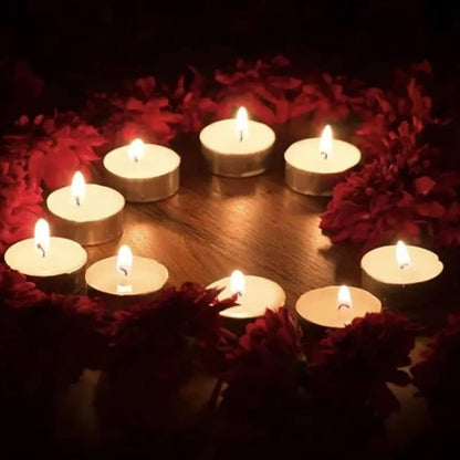 100 Pack Unscented Tealight Candles, White Smokeless, 6 to 7 Hour Long Burn for Weddings, Parties & Home