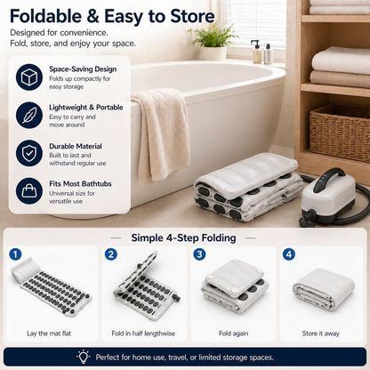 Bubble Bath Mat with Remote, 6 Speed Adjustable Bubbles, Waterproof Full Body Bathtub Mat with Suction Cups