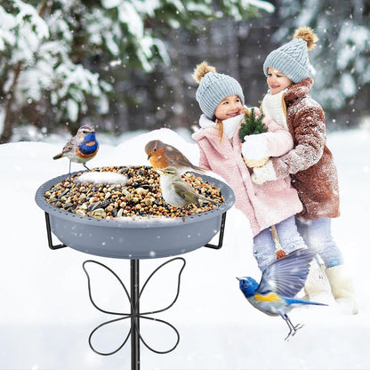 Outdoor Bird Bath and Bird Feeder, Freestanding Garden Birdbath with Removable Bowl